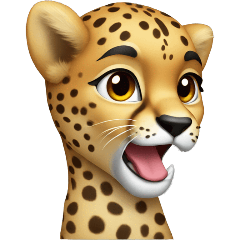 Cheetah with a Christmas gift emoji