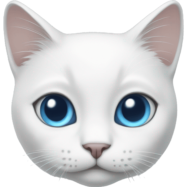 White cat with grey face and blue eyes emoji