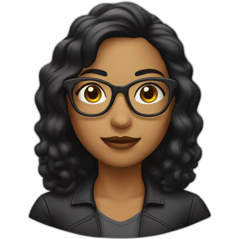 mujer con lentes y de cabello negro emoji