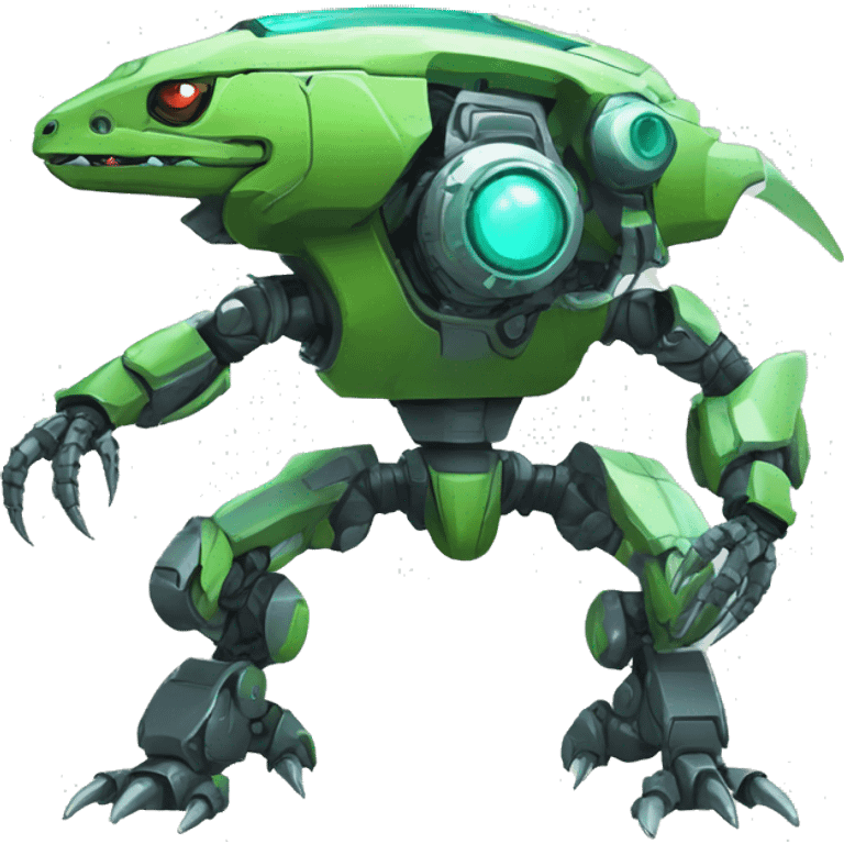 a futuristic mechanical spiky Medabot-lizard full body emoji