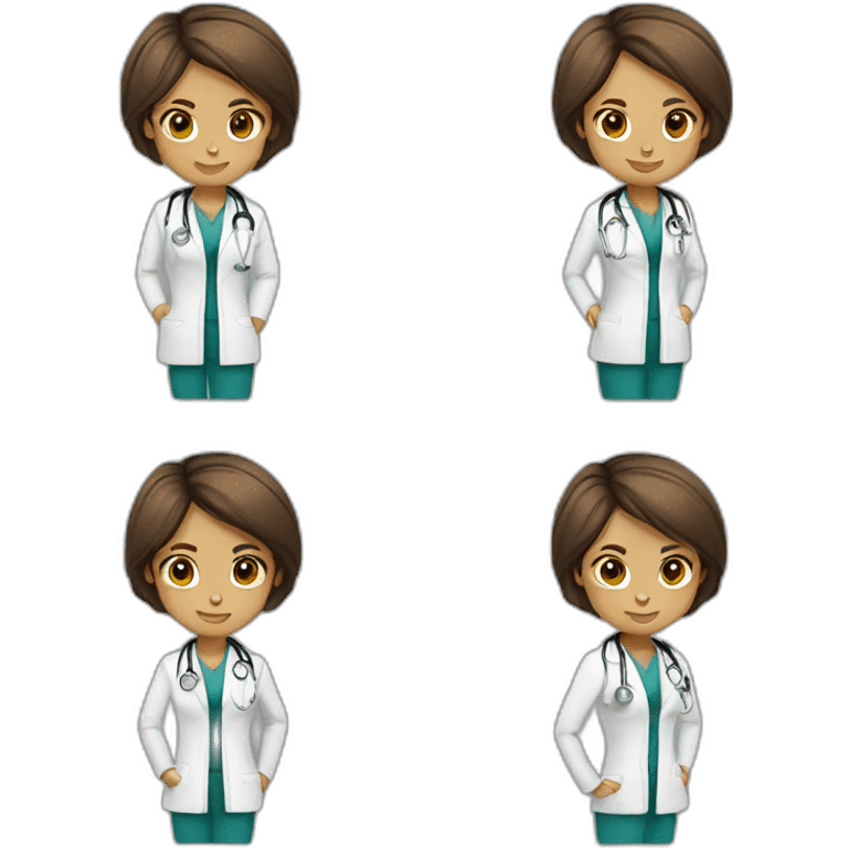 brown straight short hair  female doctor emoji