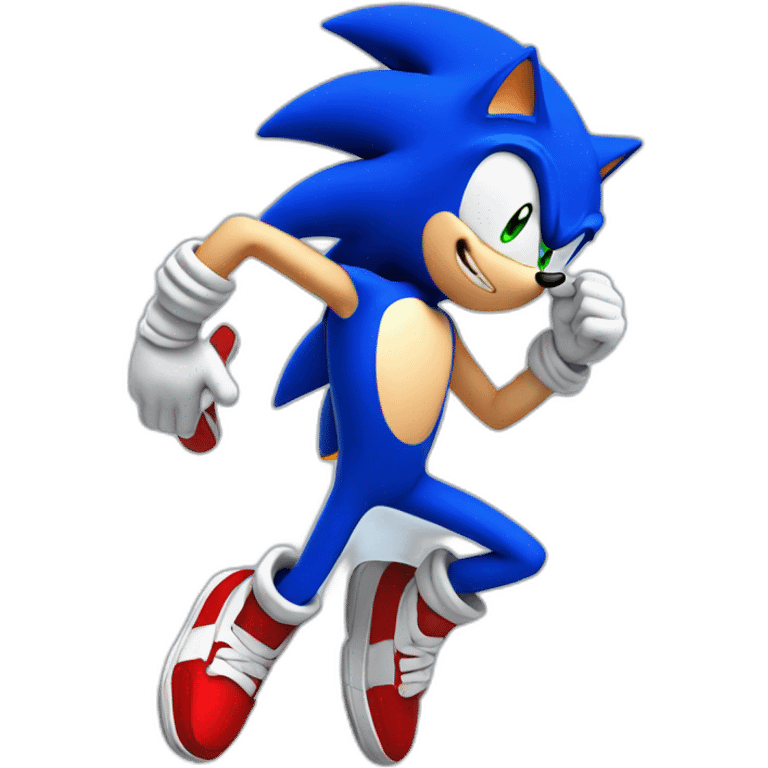 Sonic running blue with red shoes and talking to a phone  emoji