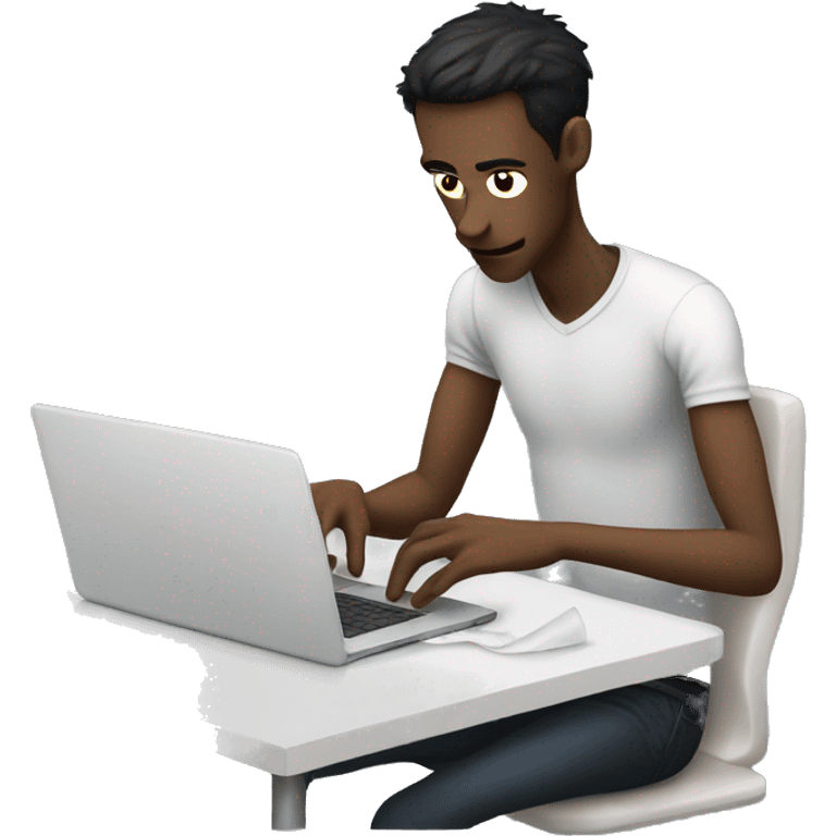 skinny guy playing video games on computer with a tissue on the table emoji