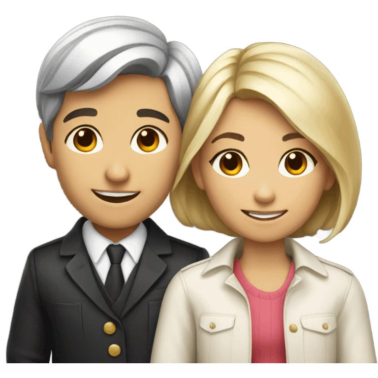 smiling boy and girl in stylish attire emoji