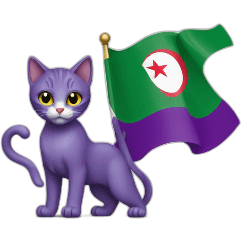 purple cat holding the Algerian flag emoji