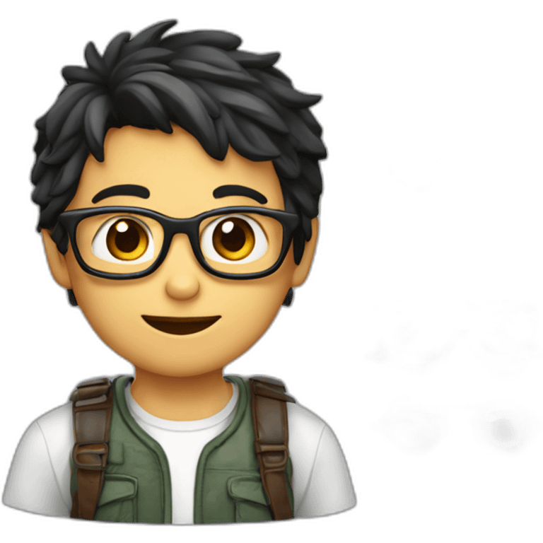 niño gordo con gafas y pecas emoji