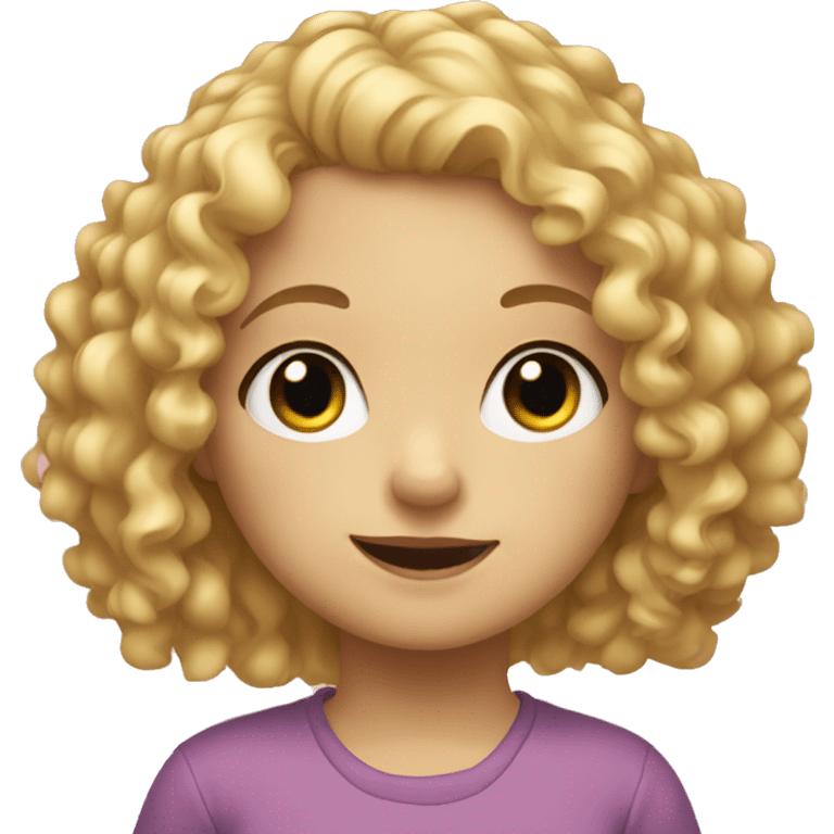 little girl, curly blonde hair, emoji