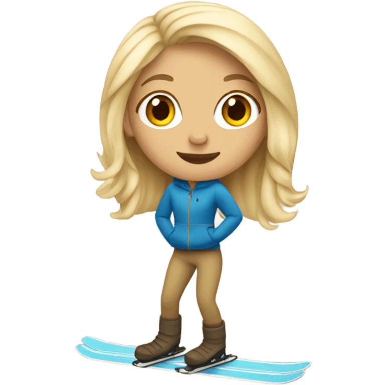 Blonde girl on a beige skis emoji