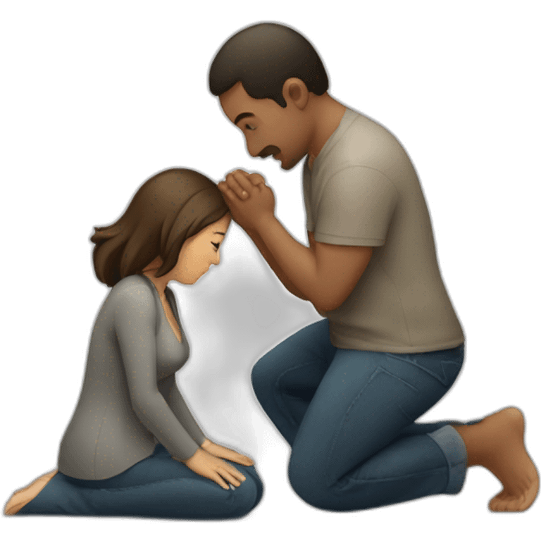 Woman on knees facing man emoji