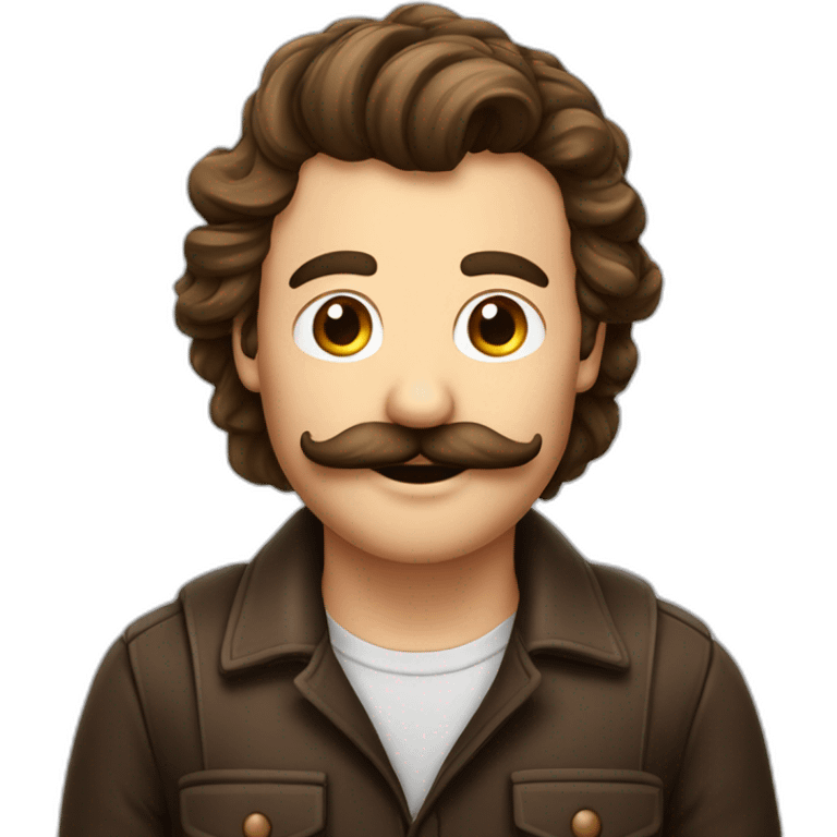 homme moustache carré, et choiffure de côté brun foncé emoji