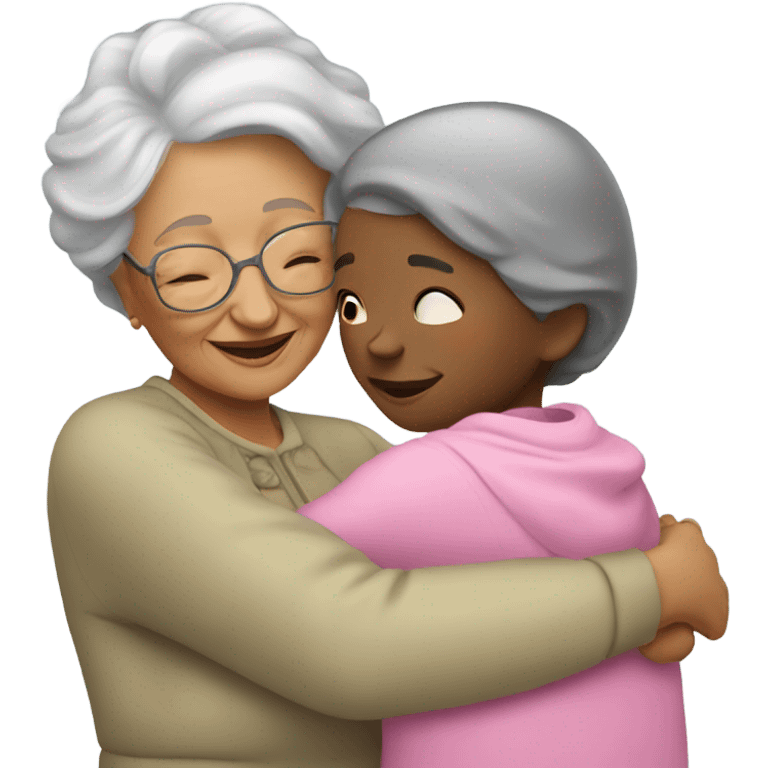 grandma and granddaughter hugging emoji