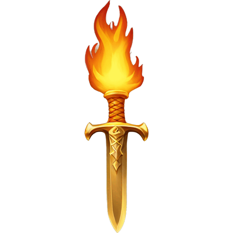 small golden sword on fire emoji