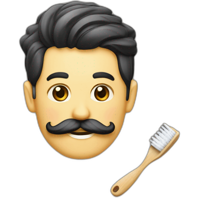 Homme en treillis allemand avec une moustache brosse a dent emoji