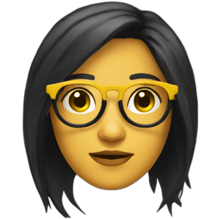 yellow designer black hair glasses emoji