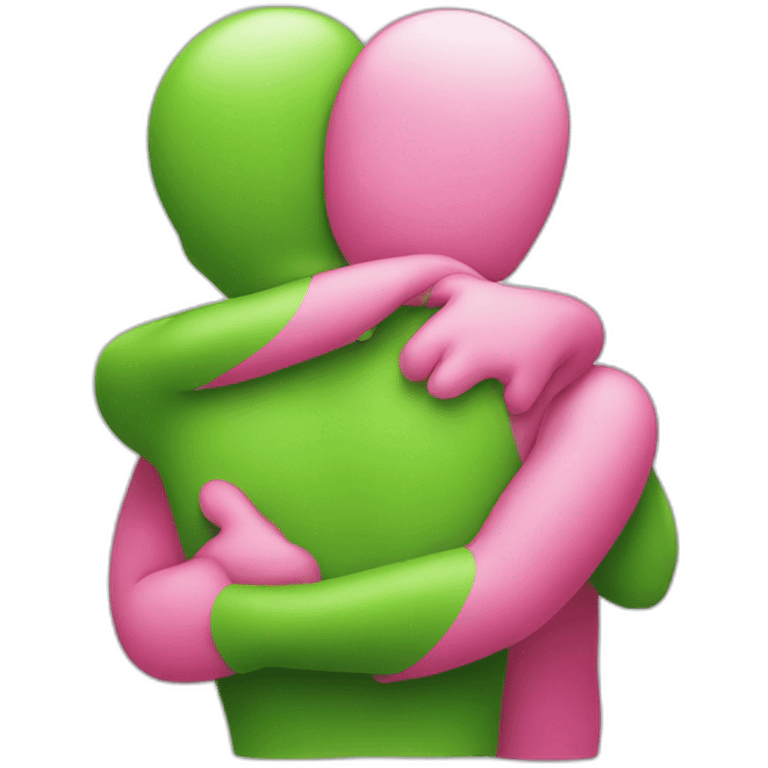 hug pink and green people emoji