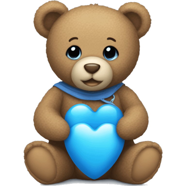 Teddy Bear holding a blue heart and a baby bottle emoji