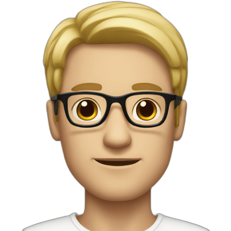 White man with black hair and big forhead wearing glasses emoji