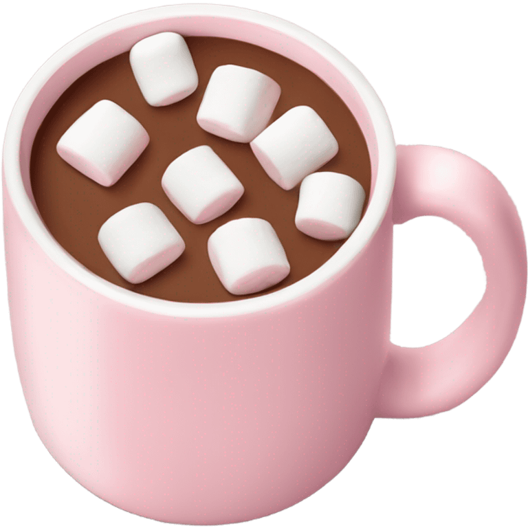 Light Pink mug of hot chocolate with marshmallows  emoji