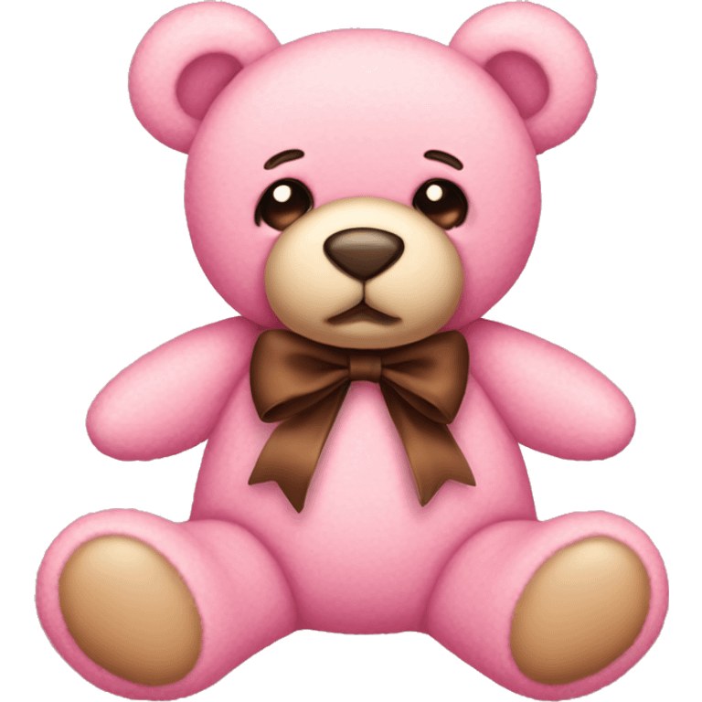 pink teddy bear with brown details and a bow emoji