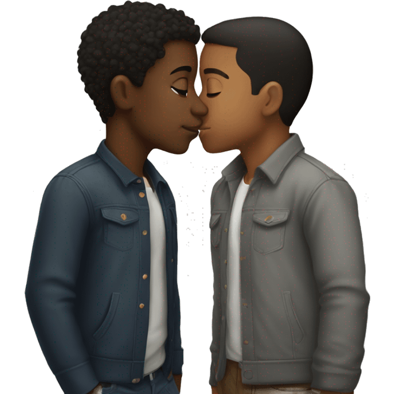 Gay black boy and Hispanic boy kissing  emoji