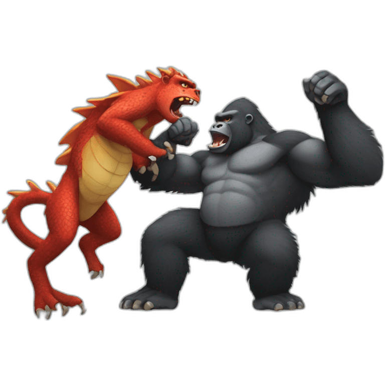 Gorilla fighting a Dragon emoji