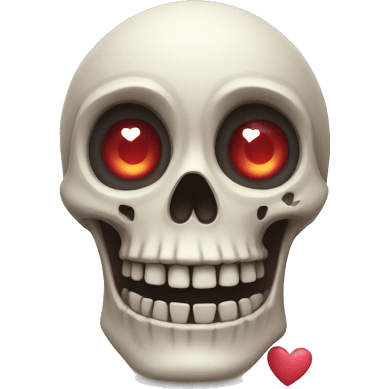 A skeleton with hearts for eyes emoji