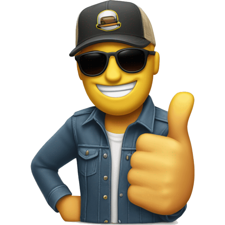 thumbs up with  sunglasses and trucker hat emoji