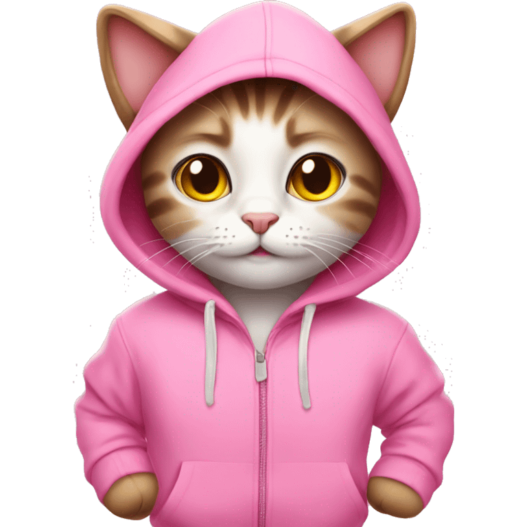 Cute cat wearing a pink hoodie emoji