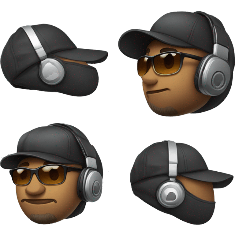 Stylish gamer with sunglasses,cap,headphone,consoller emoji