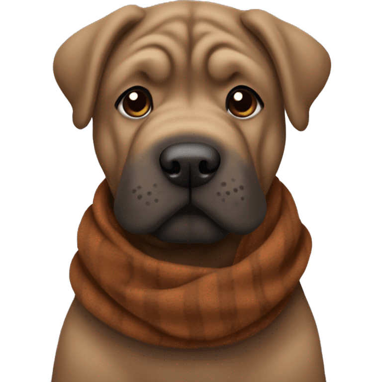 dark brown shar pei wearing a scarf emoji