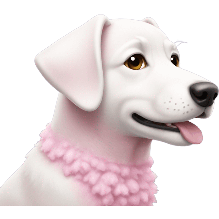 Pink white snowy dog  emoji