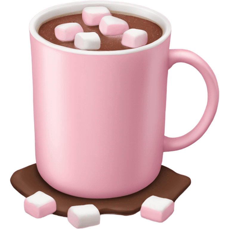 Light Pink mug of hot chocolate with marshmallows  emoji