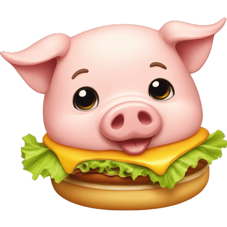 Pig eating burger emoji