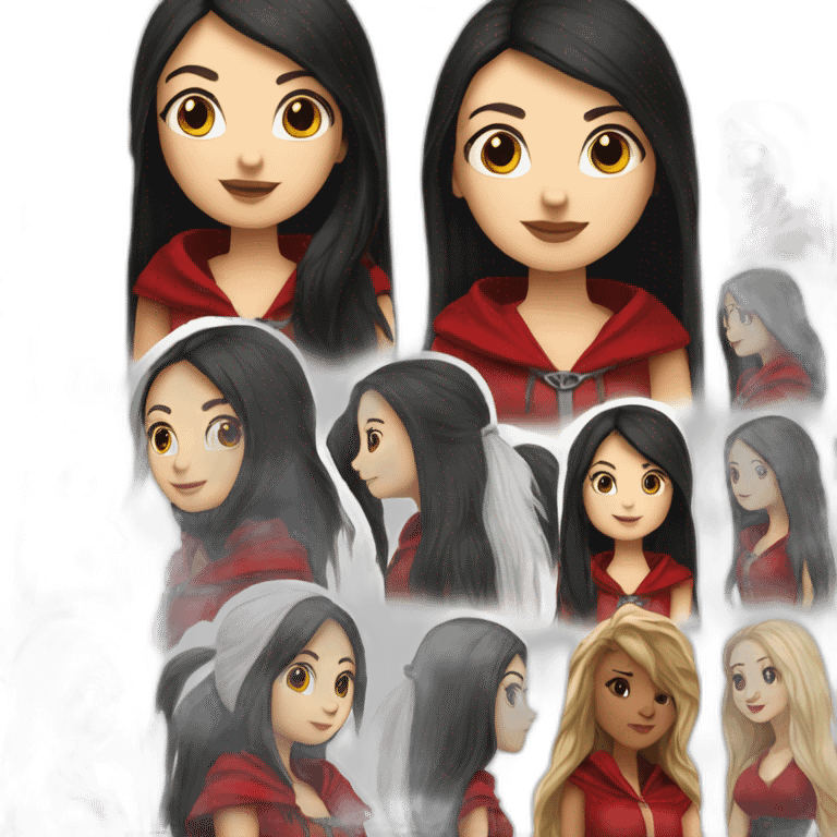 white-girl-long-straight-black-hair-with-white-streak-hair-and-red-ridding-hood emoji