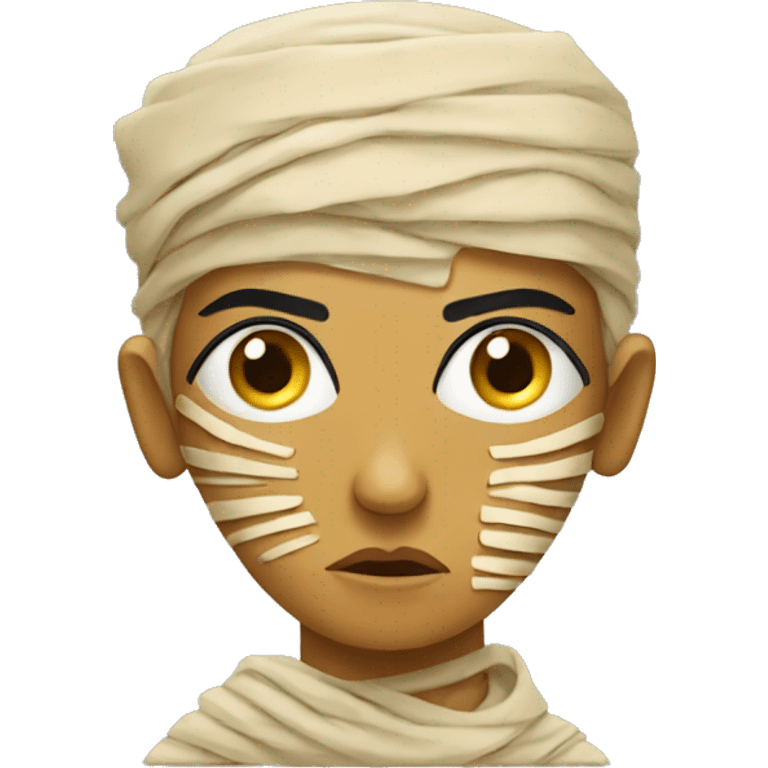 Egyptian mummy with sad face emoji