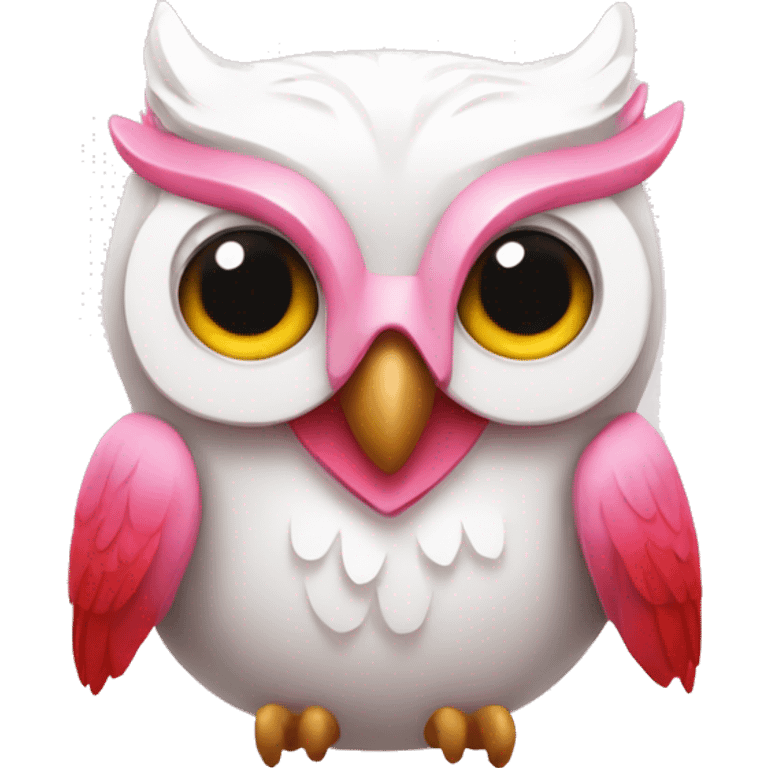 pink white owl with red owl lips emoji