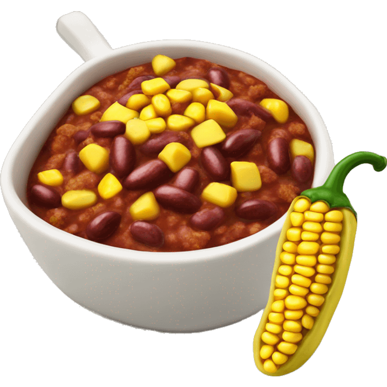 Chilli con carne with corn pieces and kidney beans emoji