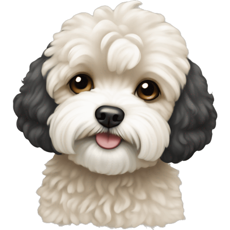 Black white and beige maltipoo emoji