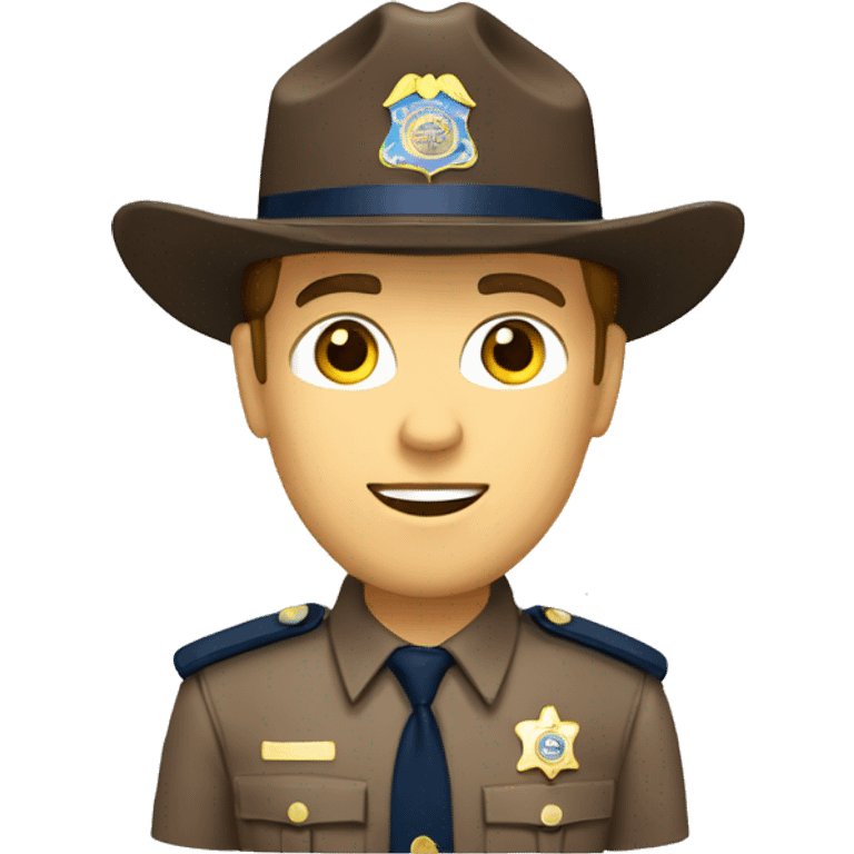 Caucasian state trooper with brown campaign hat emoji