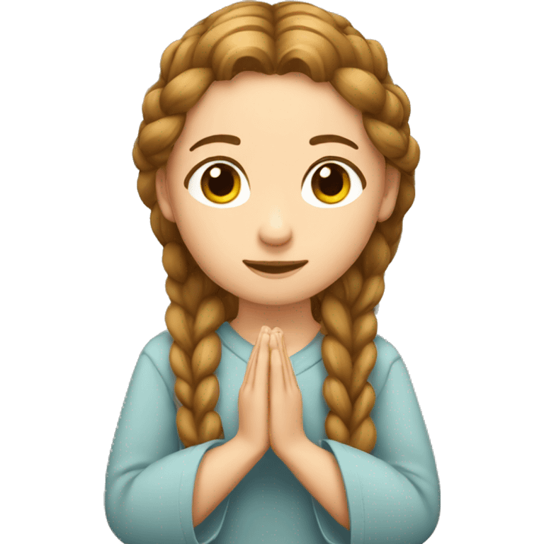 caucasian woman praying with brown braids  emoji