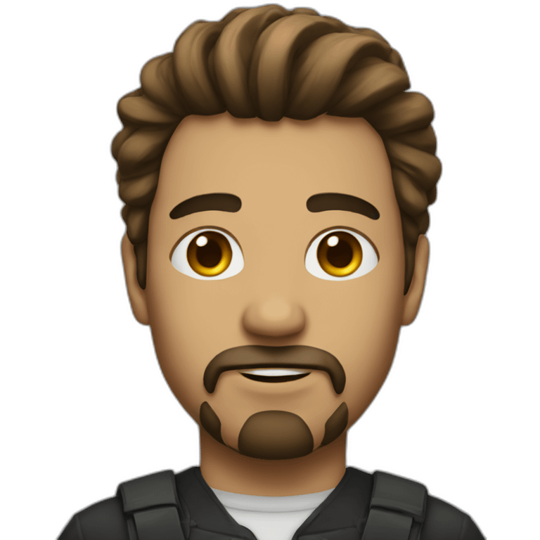 Men with long, tied hair and a goatee emoji