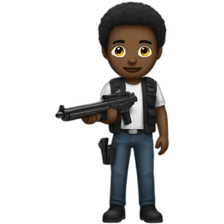 black man with a gun emoji