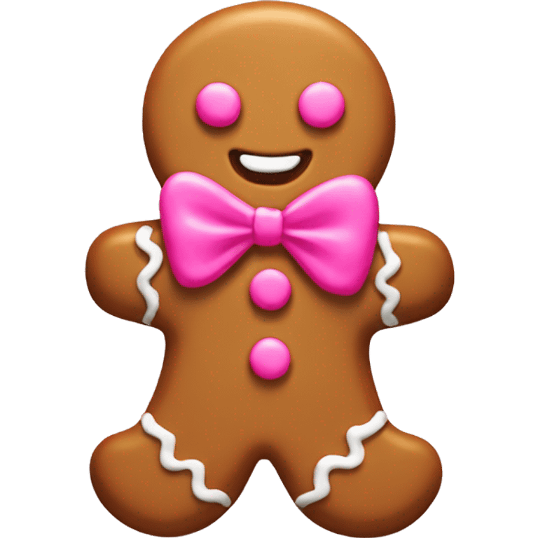 One Gingerbread man cookie with pink bow emoji