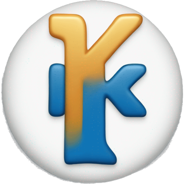 Create a circle with capital k letter in blue colour.  Background of k should be black emoji