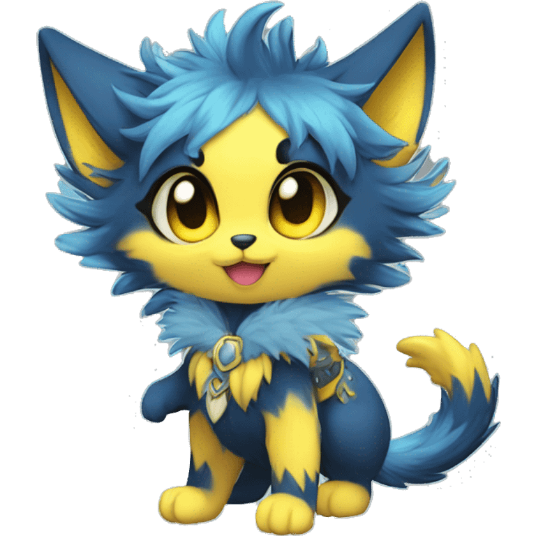 Anthro-Edgy-Cool-Blue-Yellow-Contrast-Colors-Fantasy-Fur-Sona-Chibi-Shiny-Fakémon-Hybrid full body emoji