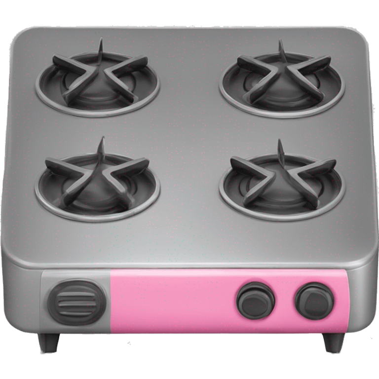 Realistic portable pink and gray outside camping stove isolated   emoji