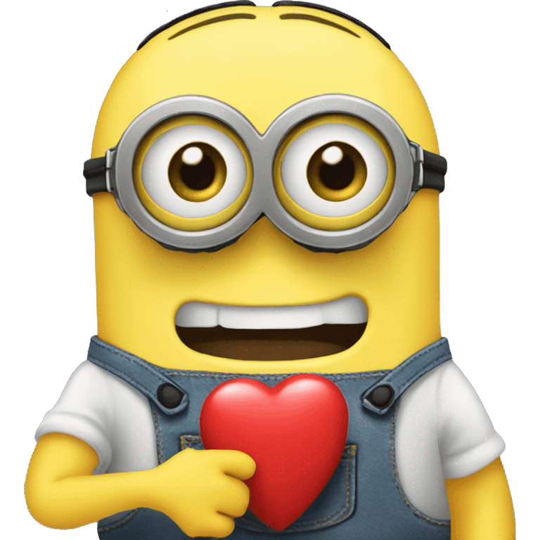 Create an lovely emoji minion with heart in hand emoji