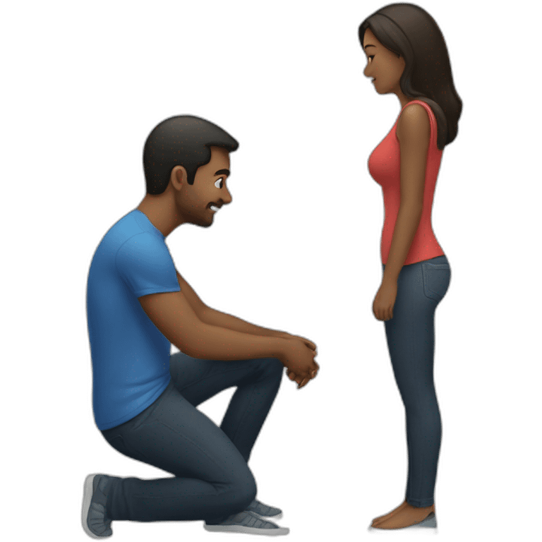 Woman on knees facing man emoji