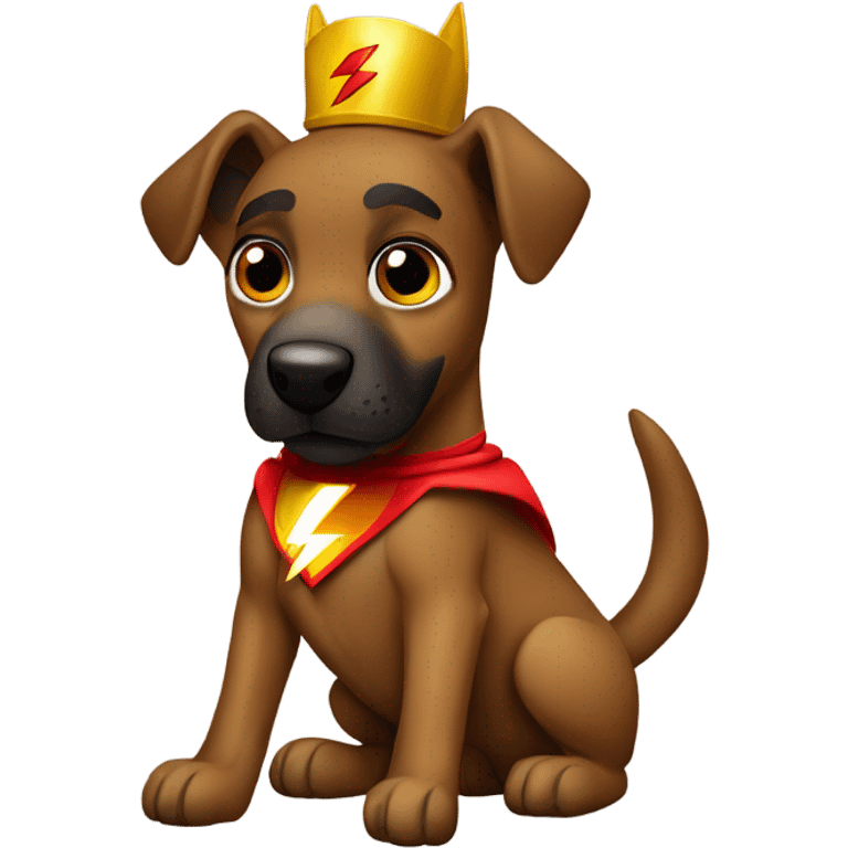 1 brown Malinois dog as the superhero Flash. emoji