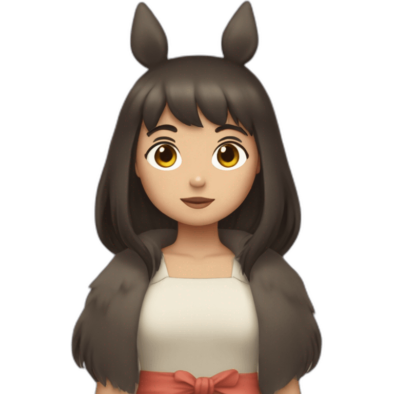 Fille Brune dans un costume de Totoro emoji